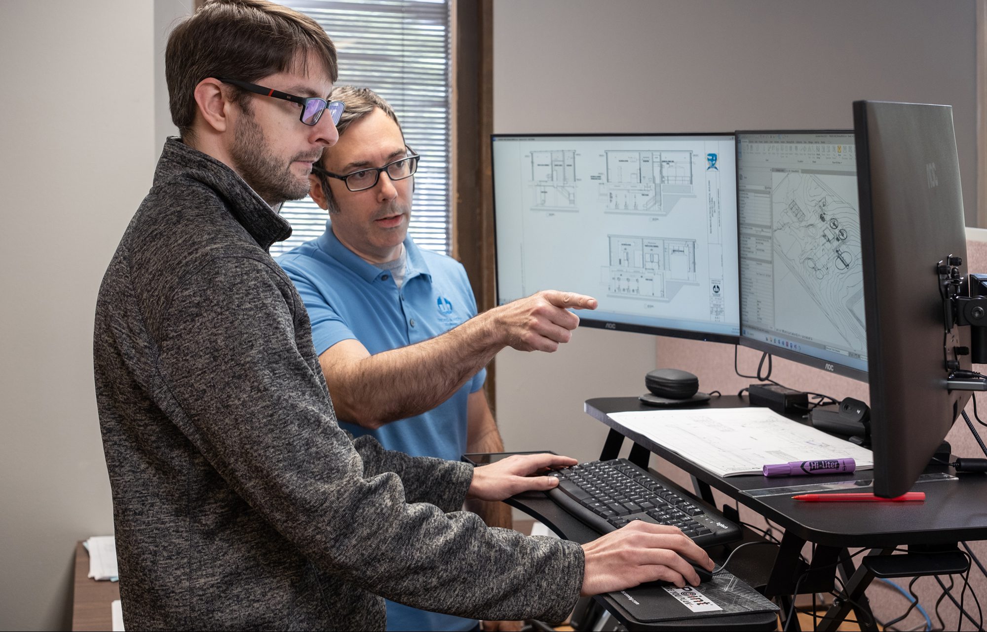 Working at a standing desk