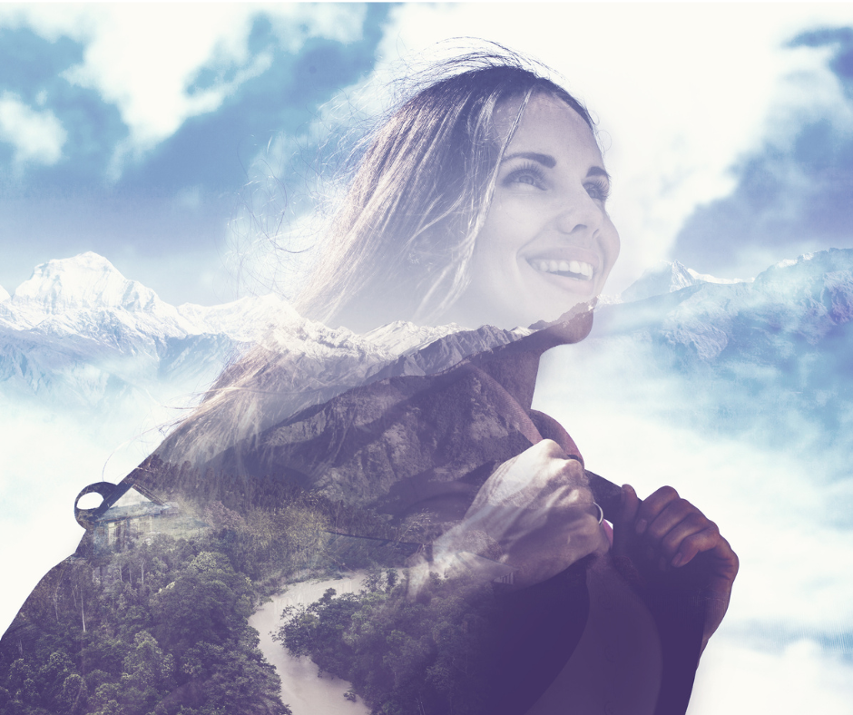 Health and wellness: woman hiking